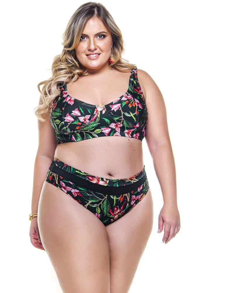 Front of a model wearing a size 14 Mini Tank Top in Black Cherry Tree by Lehona. | dia_product_style_image_id:267595